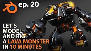 Let's MODEL and RIG a LAVA MONSTER in 10 MINUTES - ep - Blender 2.82