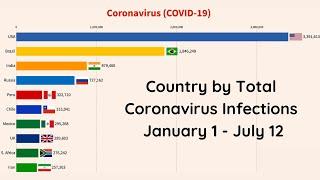 Top 10 Country by Total Coronavirus Infections (January 1 to Jul 12)