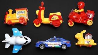 Learn colors with Street Vehicles Name and Counting - Police Bike, Police Car, Air Bus, Mini Train