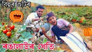 বিহুৰ গুটিৰ চবজিৰ খেতি//Assamese new comedy videos//Father and son comedy//Pumpkin//Top10 vairel//