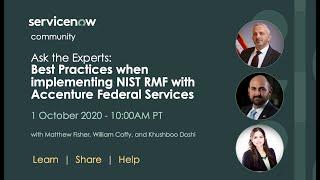 10/1 Ask the Expert: Best Practices when implementing NIST RMF with Accenture Federal Services