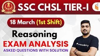 SSC CHSL (18 March 2020, 1st Shift) Reasoning by Hitesh Sir | Exam Analysis & Asked Questions