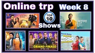 Online trp. Week 8. Top 10 Indian shows /serials. TVpro Indian. Online trp of this week.