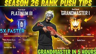 Platinum to Grandmaster fast rank push in 5 hours | How to push rank in free fire | Season 26 Ranked