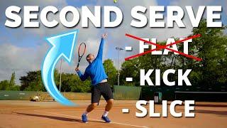 How To Hit The Perfect 2nd Serve in Tennis - Slice vs Flat vs Kick Tennis Serve Lesson