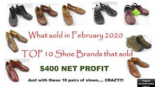 TOP 10 Shoes that sold on eBay in the month of February Magnanni, Nike, Mezlan, KEEN, Allen Edmonds