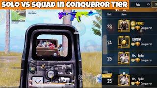 Solo vs Squad In TOP Conqueror Tier! | Asia Rank 25 | PUBG Mobile | Mr Spike