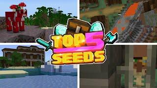 TOP 5 SEEDS for MINECRAFT BEDROCK EDITION - Epic Stronghold Ravine! (PE, Xbox One, Switch, W10)