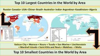 Top 10 Largest and Smallest Countries by Area with their Capitals, Flags and Continents #AyanJain