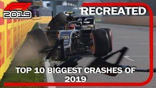 F1 2019 GAME: RECREATING THE TOP 10 BIGGEST CRASHES OF 2019