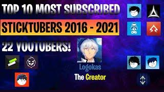 Top 10 most subscribed Sticktubers 2016 - 2021 (Month Count)