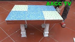 Technical Construction Innovation Ideas Make Table From Cement And Ceramic Tiles