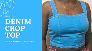 DIY Balmain Inspired Denim Crop Top | Thrift Flip | #MakeorBuy