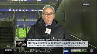 Sal Paolantonio Report: Ravens improve to 10-2 with 3-point win vs 49ers