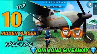 TOP 10  SECRET PLACES IN FREE FIRE || HIDDEN PLACES FOR RANK PUSHING IN BERMUDA ||  TIPS AND TRICKS