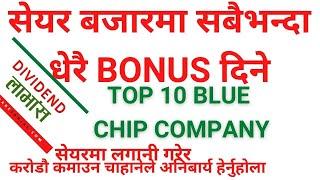 सेयर बजारमा सबैभन्दा धेरै bonus दिने ,top10 blue chip company, Upcoming ipo in nepal