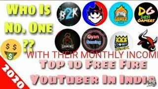 TOP 10 INDIAN FREE FIRE YOUTUBES ll WITH THEIR MONTHLY INCOME ll