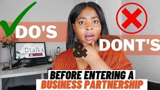 MUST WATCH!! BEFORE ENTERING A BUSINESS PARTNERSHIP | Top 10 Tips&Advise