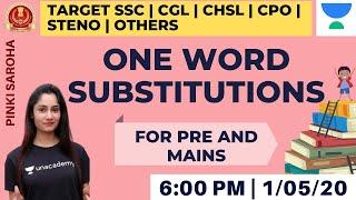 One Word Substitutions for Pre and Mains | Target SSC All Exams | Pinki Saroha