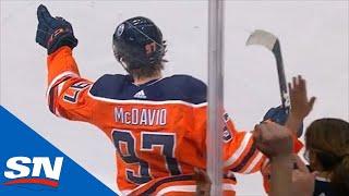 Connor McDavid Cuts By Connor Hellebuyck And Finds Just Enough Room To Score