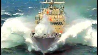 Big Military Ships go on Waves In Strong Storm! Sinking Ships