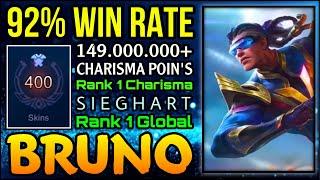 92% Win Rate Bruno & Top 1 Charisma with 149M Point - Top 1 Global Bruno by S I E G H A R T - MLBB