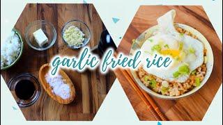 garlic fried rice | ガーリックライスの作り方 | top with sunny side up egg | and scallions