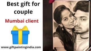 Mumbai client | giftpaintingindia | artist parvesh | dry brush portrait painting technique