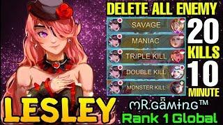 SAVAGE!! 20 Kills in 10 Minute Lesley Delete All The Enemy's - Top 1 Global Lesley  ოR.ɢǟʍɨռɢ™