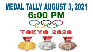 Latest Update of Tokyo Olympic 2020 Medal Tally as of August 3, 2021 6pm