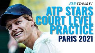 Stefanos Tsitsipas, Gael Monfils, Jannik Sinner & Grigor Dimitrov Court Level Practice In Paris! 