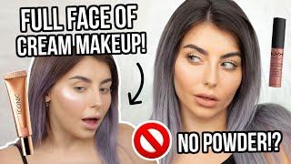 FULL FACE USING ONLY CREAM PRODUCTS?! GLOSSY, DEWY SKIN TUTORIAL!