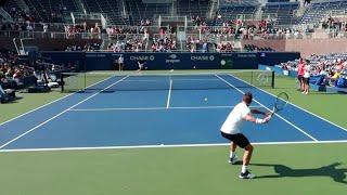 Stan Wawrinka Practice Match Court Level View - ATP Tennis Match