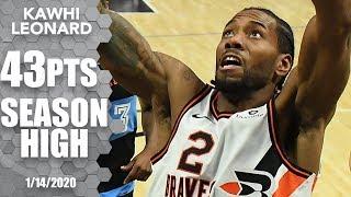 Kawhi Leonard drops season-high 43 points in dominant outing vs. Cavaliers | 2019-20 NBA Highlights