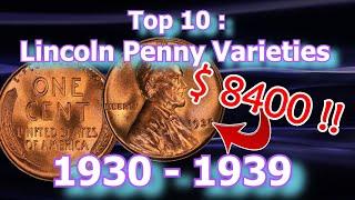 Top 10 Lincoln Penny Varieties from the 1930's Worth Money