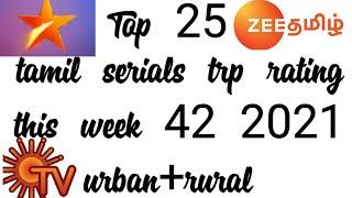 Top 25 tamil serials trp rating this week 42 2021 || Star vijay rocking ||