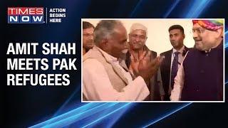 Union Home Minister Amit Shah meets Pakistan refugees during his visit to Jodhpur