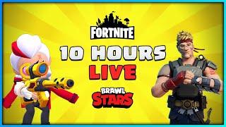 10 Ωρες Live !! 1k Likes ? Brawl Stars - Fortnite