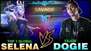 TOP 1 GLOBAL SELENA vs. DOGIE with his team CORE PLAYER in Rank ~ Mobile Legends