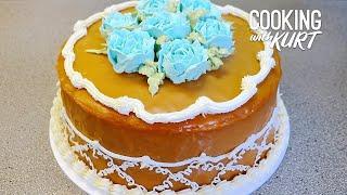 Estrel's Caramel Cake: Yellow Chiffon, Caramel Icing & Italian Buttercream Roses | Cooking with Kurt