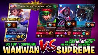 US Top 1 Supreme Wanwan vs Mexico Top 1 Leomord & Top 2 X.borg with Canada Top 10 Grock Supreme~MLBB