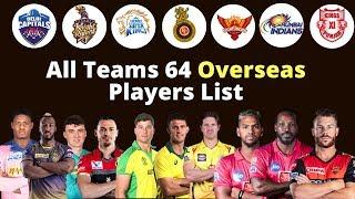 Total Foreign Players List in IPL 2020 | All Teams 64 Overseas Players List in IPL Season 13