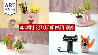 4 Simple Best out of waste craft ideas | DIY Home Decor | Best out of waste compilation