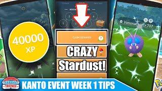 CRAZY STARDUST TASK! TOP 5 TIPS for *KANTO CHALLENGE* EVENT! SHINY VENONAT & XP BONUS | Pokémon GO