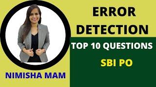 Most Important Top 10 Error Detection Based Questions|SBI PO|By Nimisha Mam|