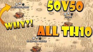 LIVESTREAM - 50v50 ALL TH10 WAR! No Siege Machine Allowed!