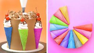 How To Make Chocolate Cake For Party | So Yummy Ice Cream Cone For Fresh Summer | Cake Lovers