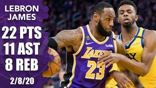 LeBron hits deep 3-point dagger in double-double for Lakers vs. Warriors | 2019-20 NBA Highlights