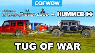 Hummer H1 vs G63 + Jimny + L200: TUG OF WAR!