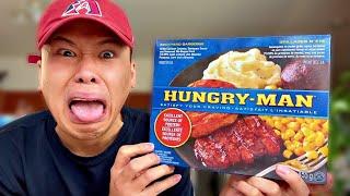 Eating 10 Year Old HUNGRY-MAN Frozen Dinner...